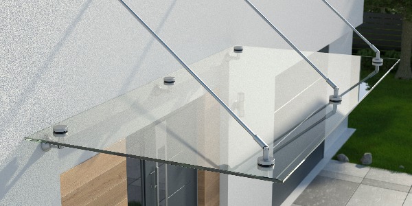 Glass canopy over the front door, 3d illustration